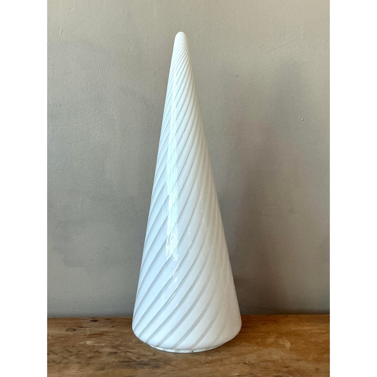Vintage Italian Vetri Glass Swirl Cone Lamp - Back view