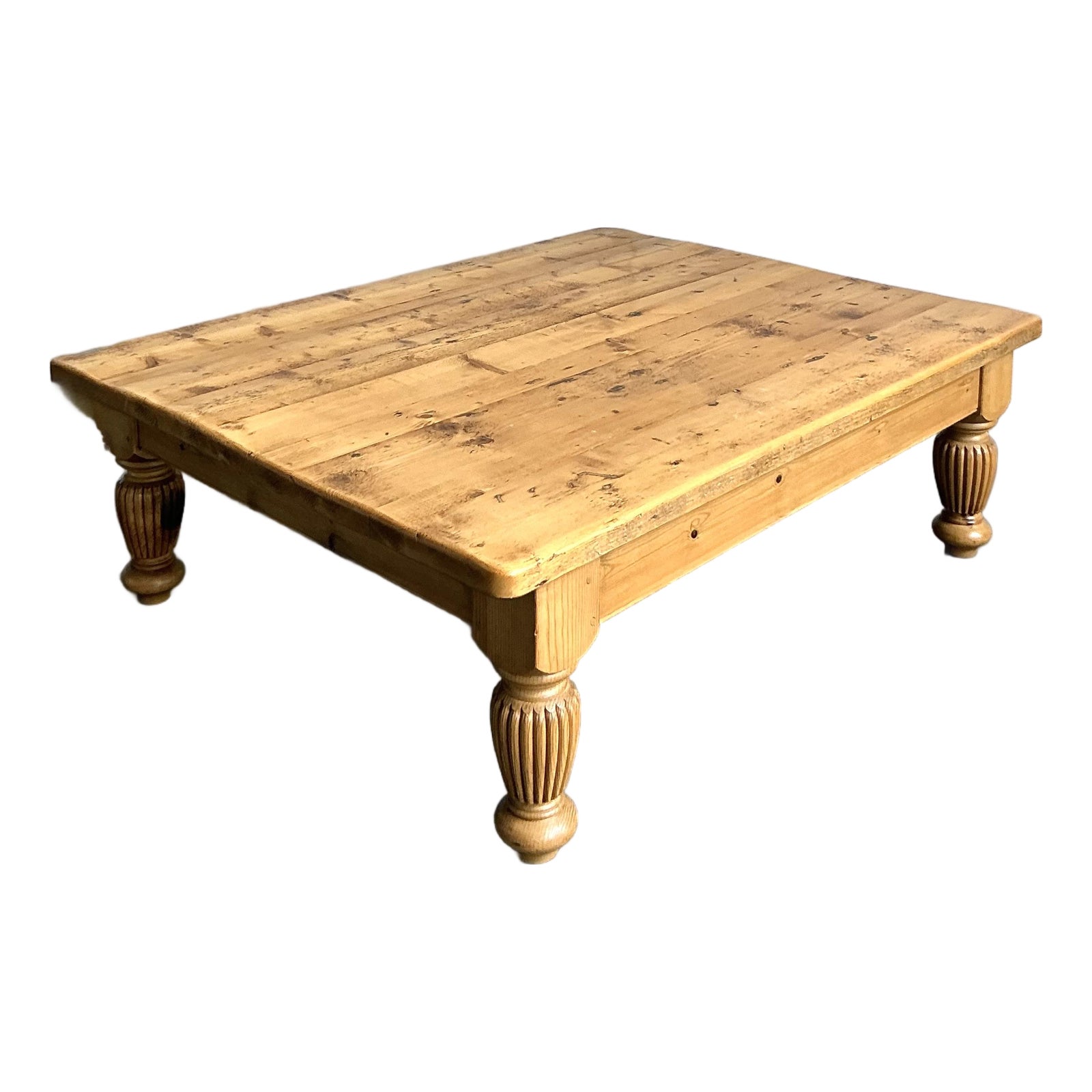 Vintage Boho Knotty Pine Farm Coffee Table