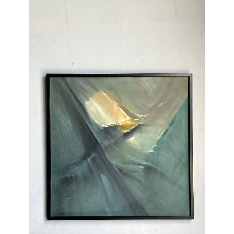 Vintage Boho Abstract Original Oil on Canvas - Side view