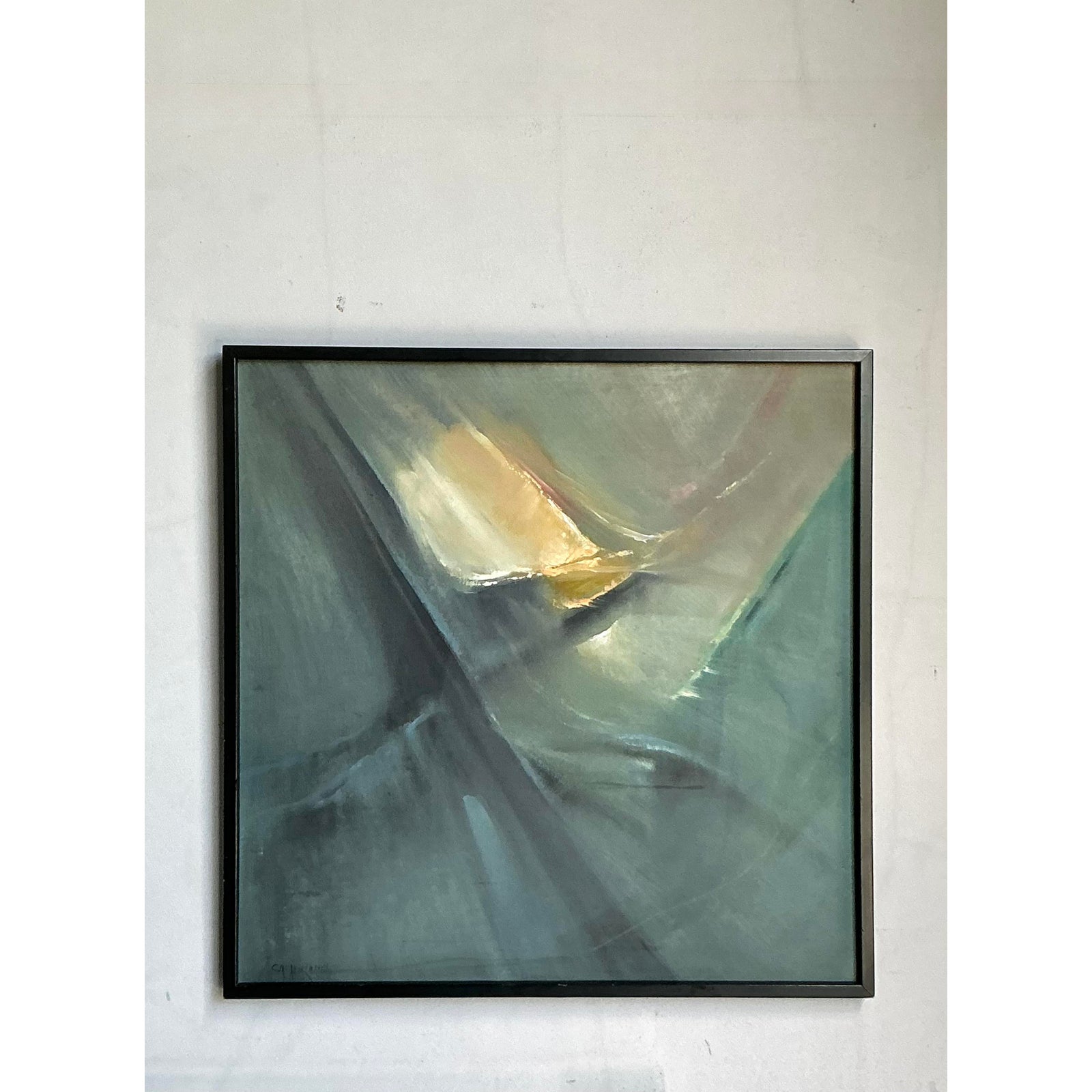 Vintage Boho Abstract Original Oil on Canvas - Top view