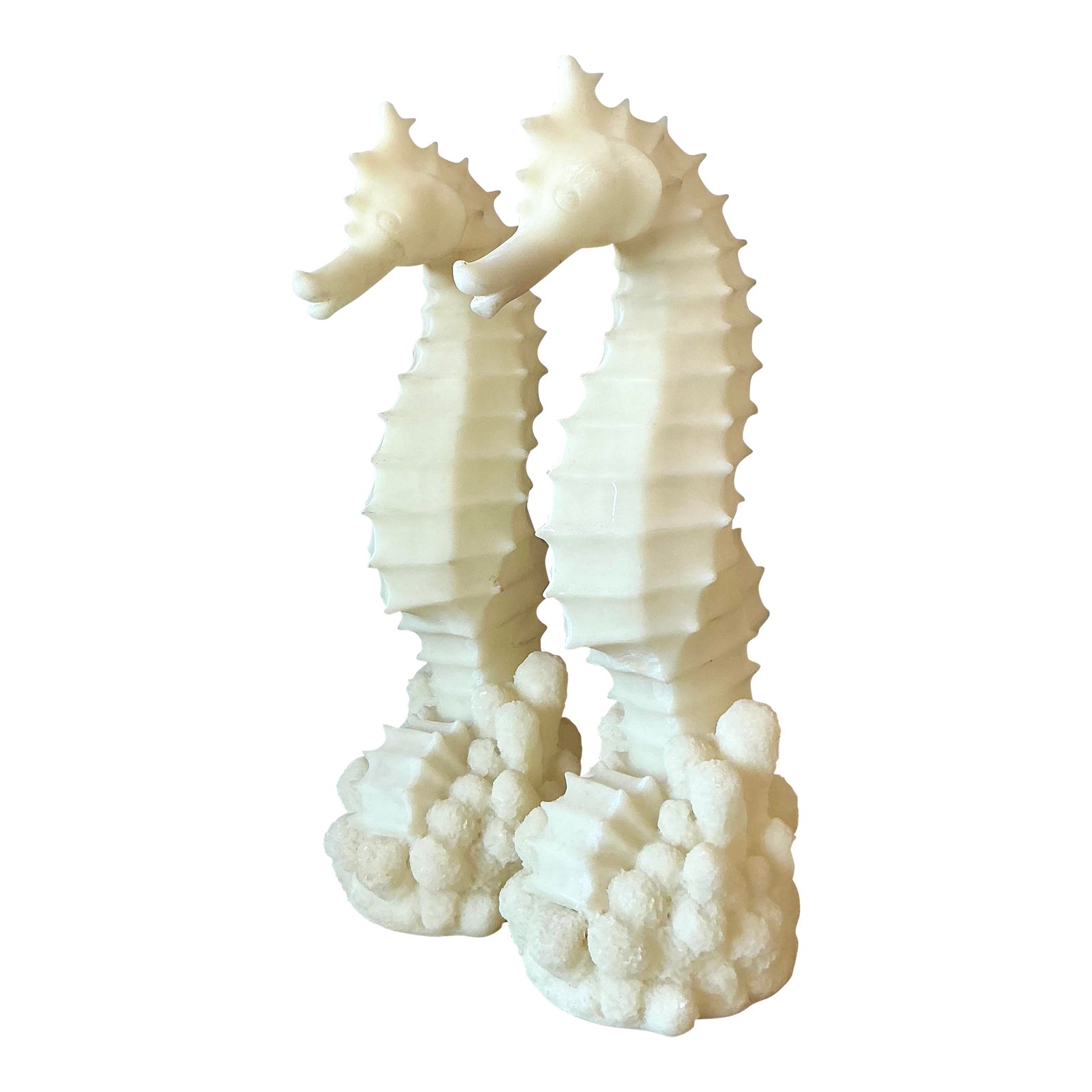 Vintage Coastal Cast Resin Seahorses Lamps - A Pair