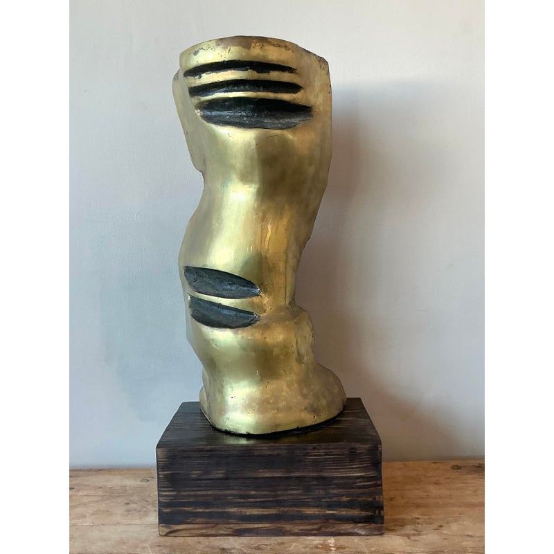 Vintage Boho Abstract Polished Bronze Sculpture - Detail view