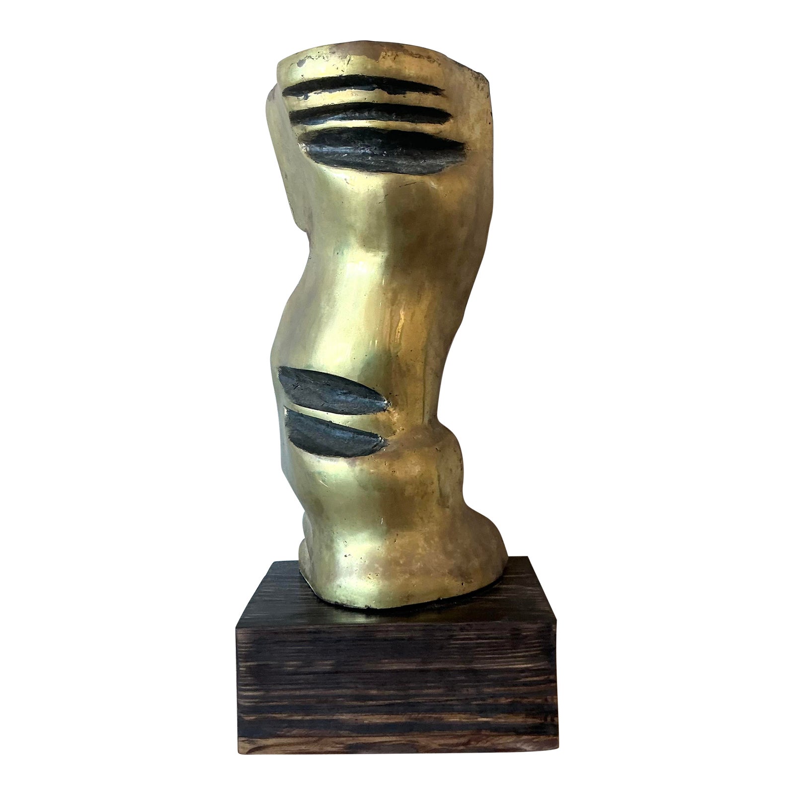 Vintage Boho Abstract Polished Bronze Sculpture