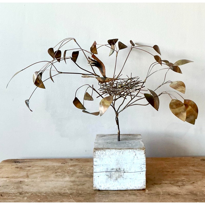 Vintage Boho Abstract Brass Tree Sculpture After Jere - Top view