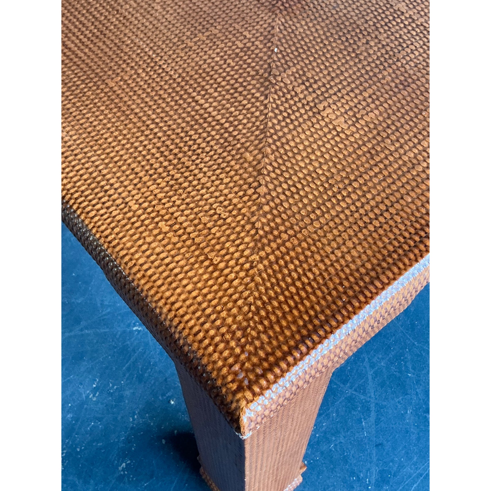 Vintage Boho Grasscloth Ming Extendable Dining Table - Top view