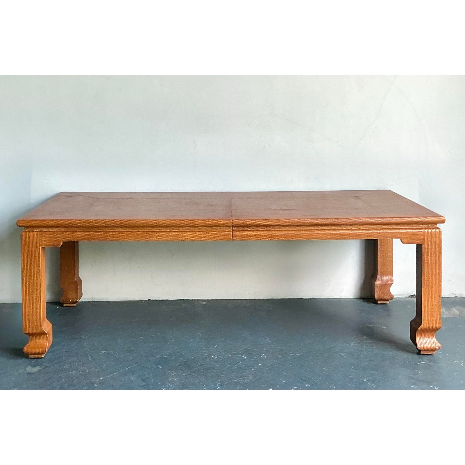 Vintage Boho Grasscloth Ming Extendable Dining Table - Detail view