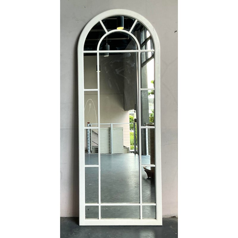 Vintage Boho Arched Millwork Floor Mirror - Back view