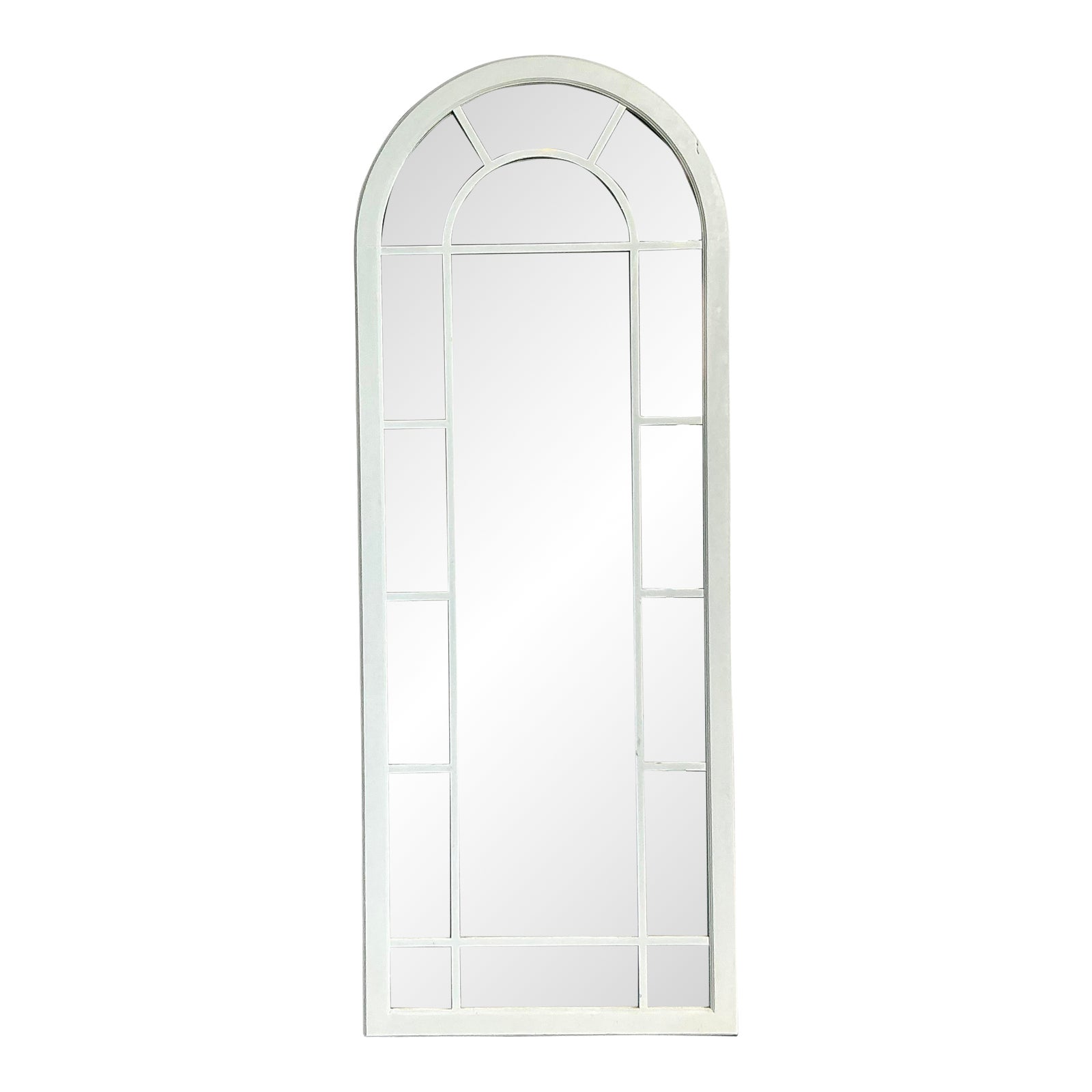 Vintage Boho Arched Millwork Floor Mirror
