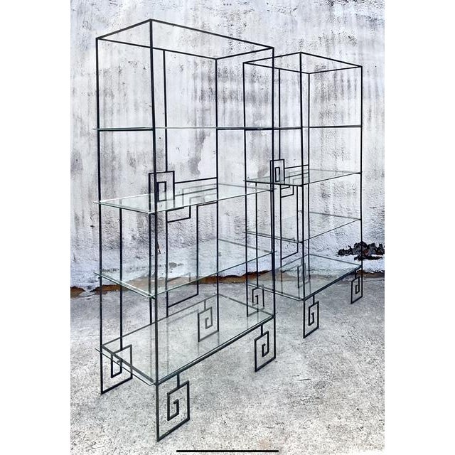 Vintage Boho Deco Wrought Iron Etagere - A Pair - Side view