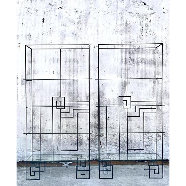 Vintage Boho Deco Wrought Iron Etagere - A Pair - Top view