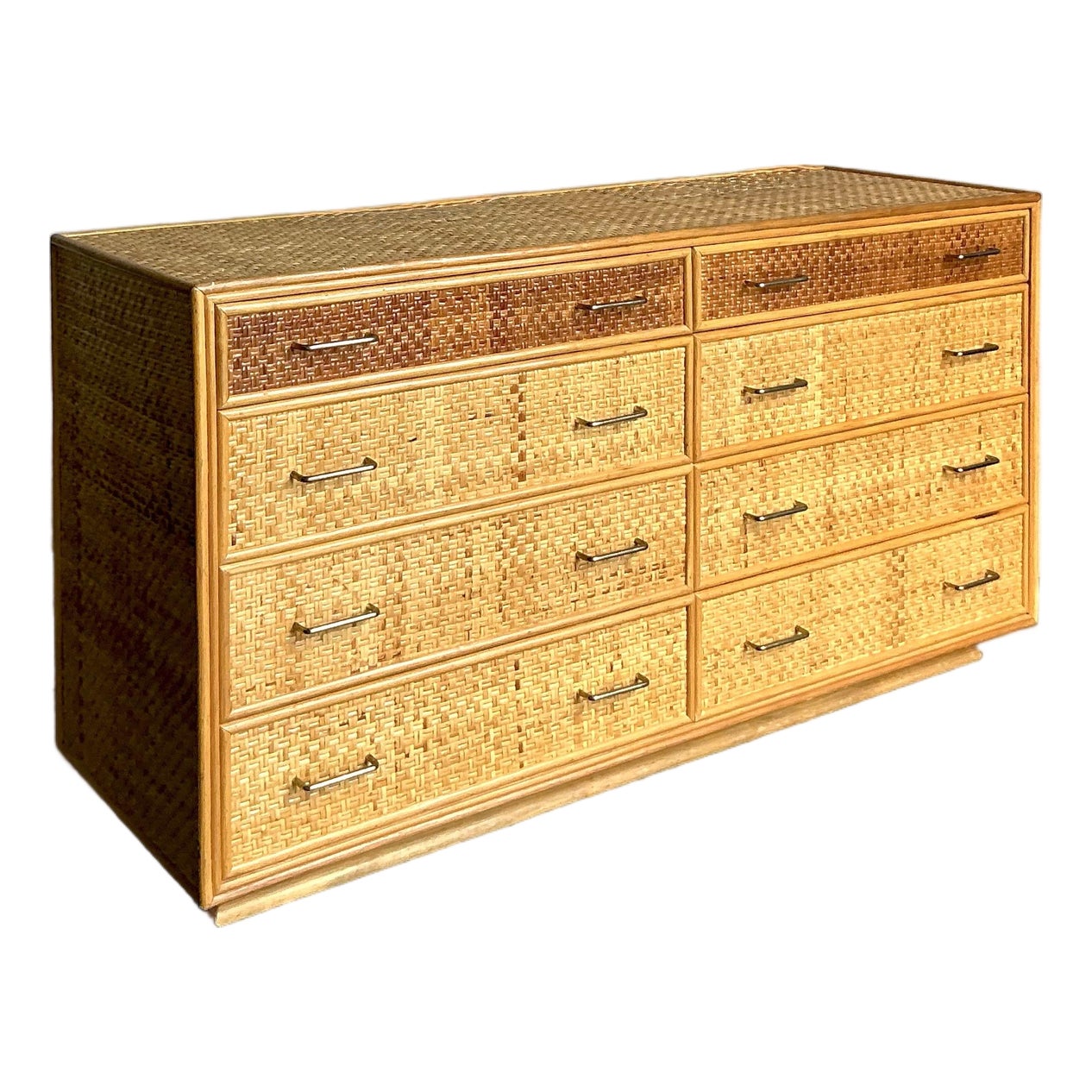 Vintage Boho Woven Rattan Dresser