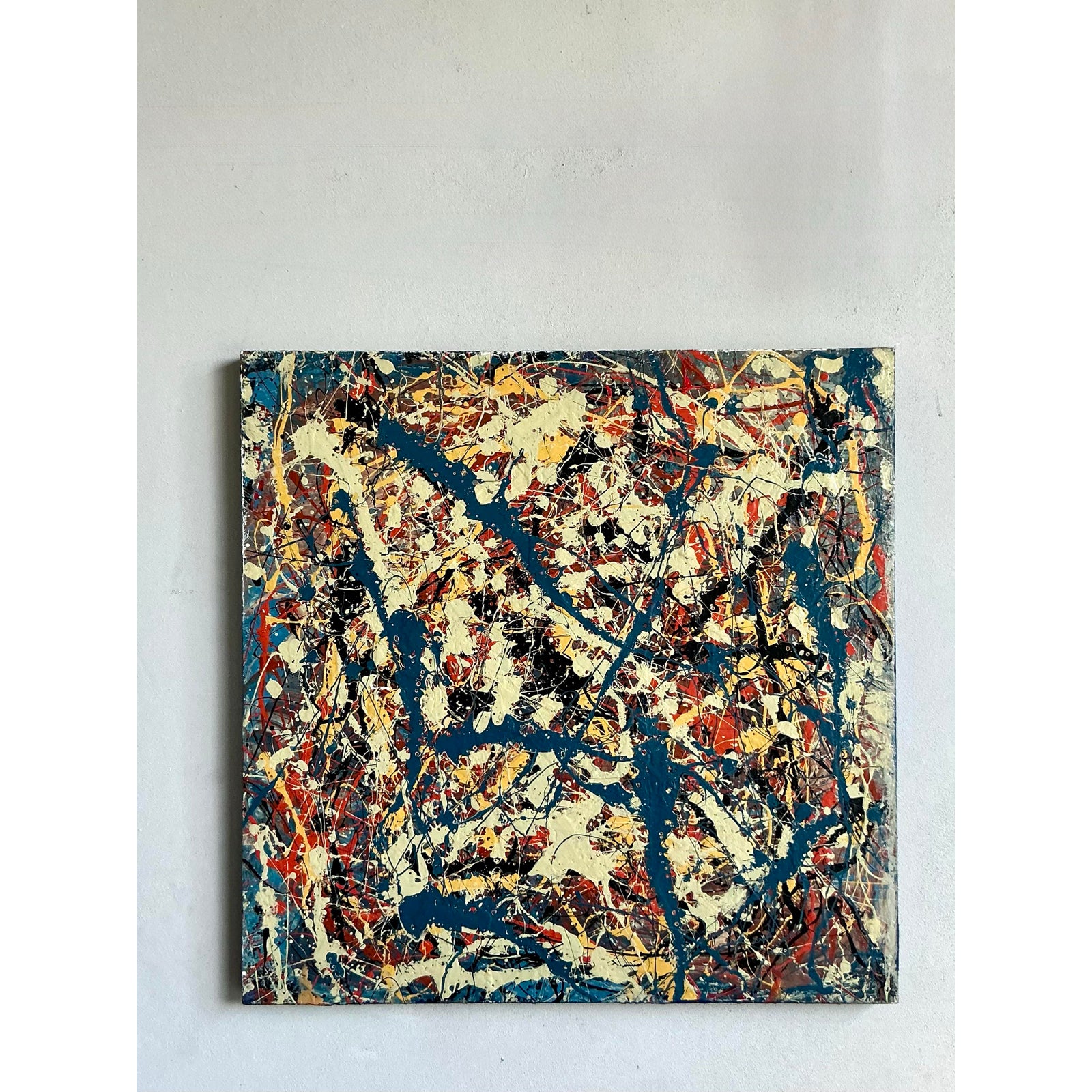 Vintage Boho Original Abstract Oil on Canvas - Side view
