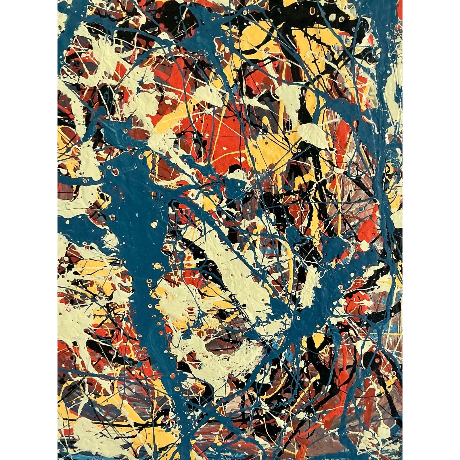 Vintage Boho Original Abstract Oil on Canvas - Back view