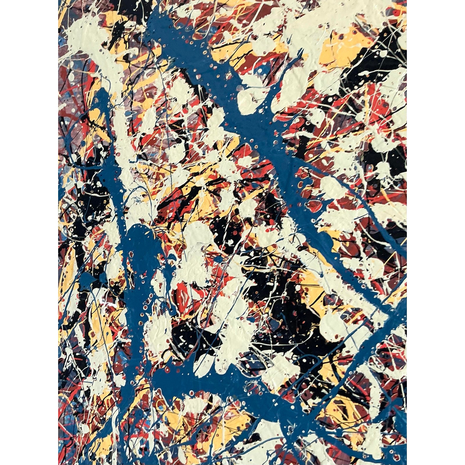Vintage Boho Original Abstract Oil on Canvas - Top view