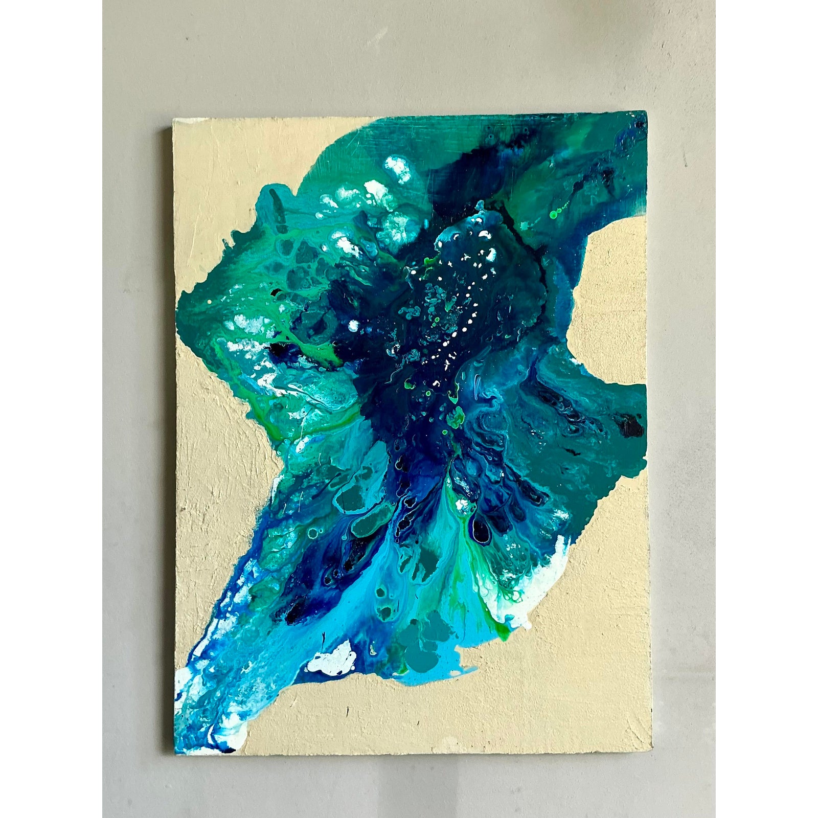 Vintage Boho Original Abstract Oil on Canvas - Side view
