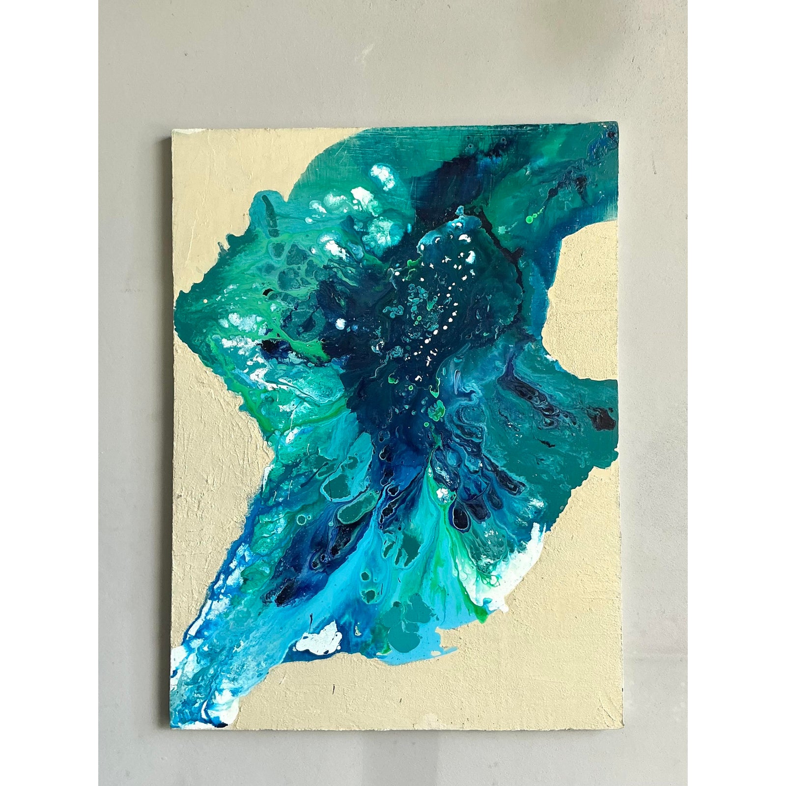 Vintage Boho Original Abstract Oil on Canvas - Back view