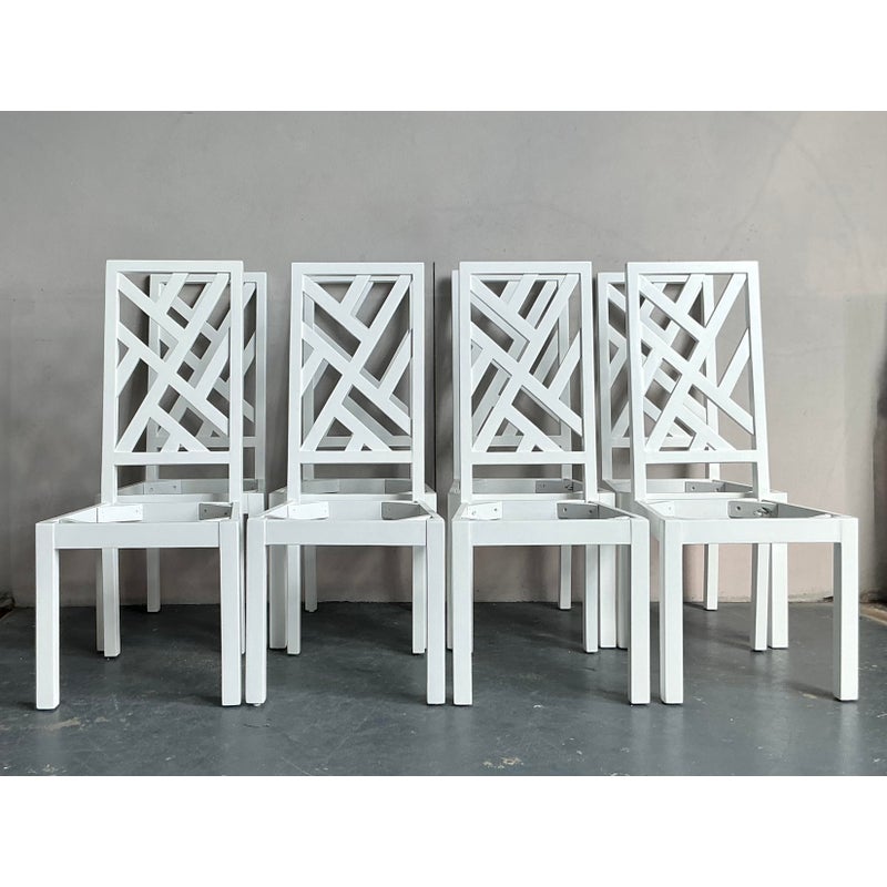 Vintage Regency Chinese Chippendale Dining Chairs - Set of 8 - Detail view