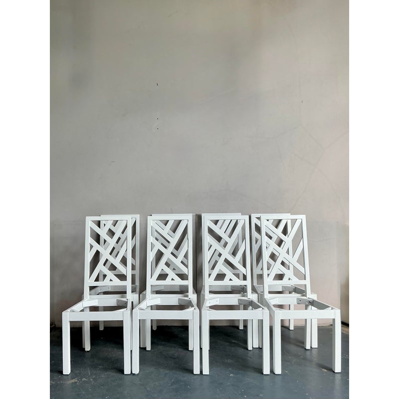 Vintage Regency Chinese Chippendale Dining Chairs - Set of 8 - Top view