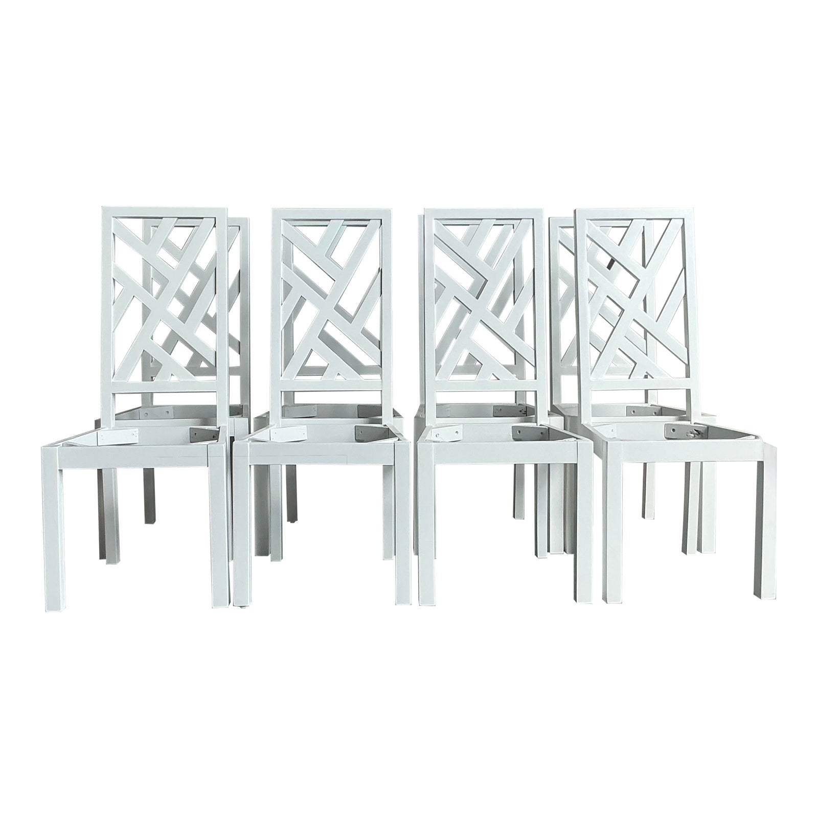 Vintage Regency Chinese Chippendale Dining Chairs - Set of 8