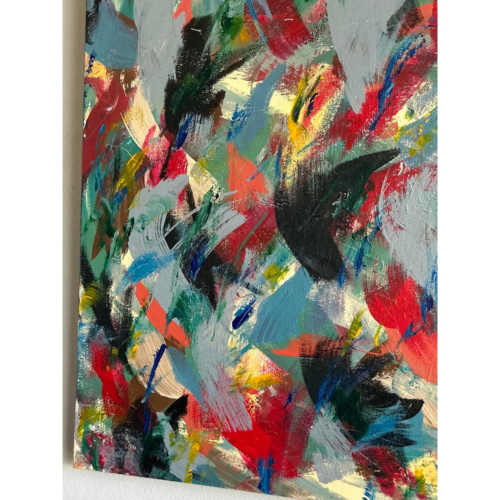 Vintage Boho Original Abstract Oil on Canvas - Back view