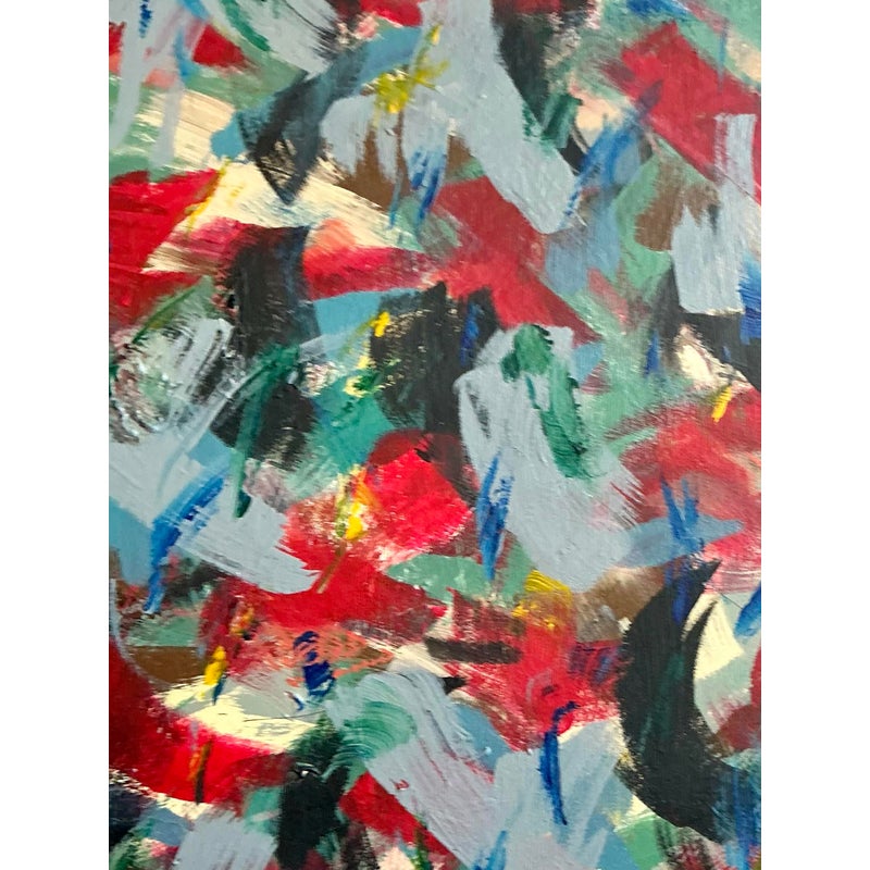 Vintage Boho Original Abstract Oil on Canvas - Top view
