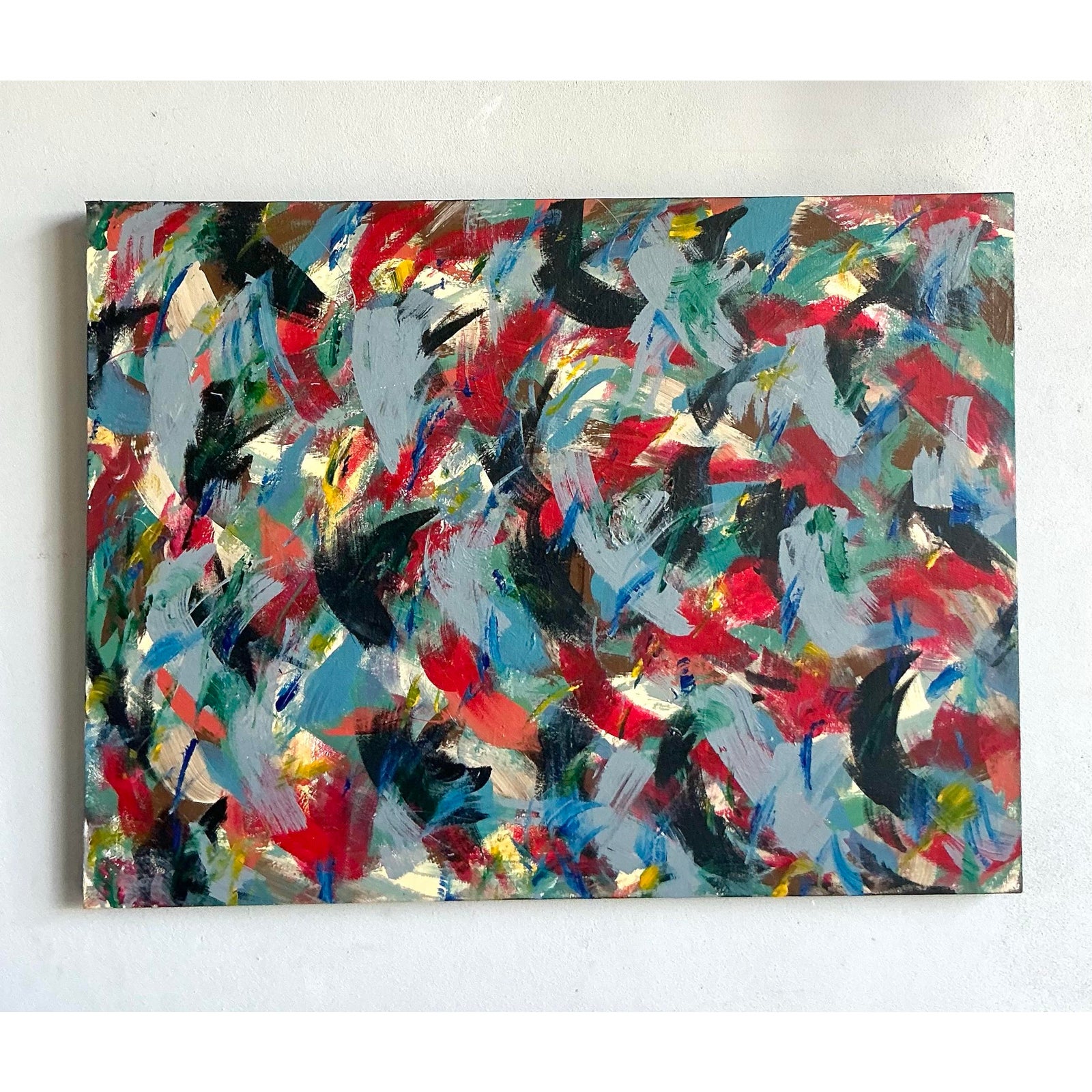 Vintage Boho Original Abstract Oil on Canvas - Side view
