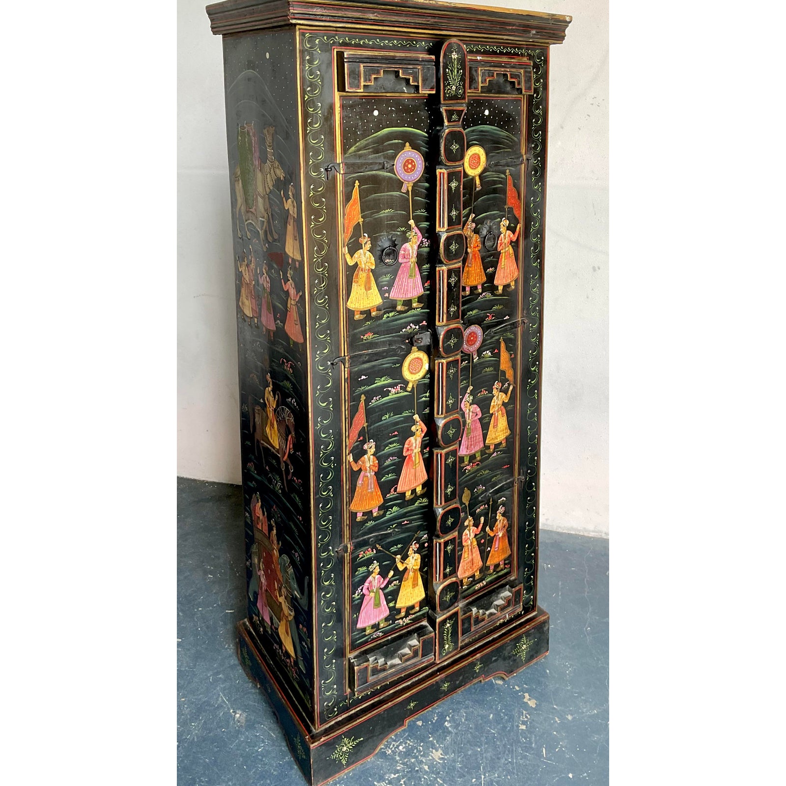 Vintage Boho Hand Painted Cabinet - Top view