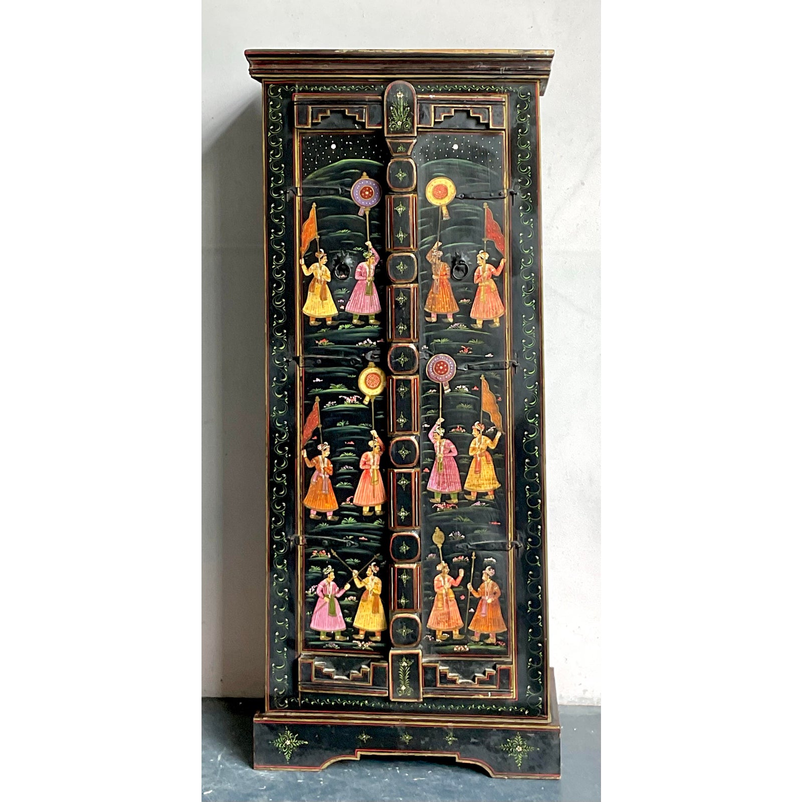 Vintage Boho Hand Painted Cabinet - Side view