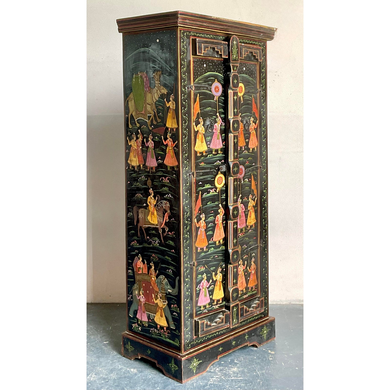 Vintage Boho Hand Painted Cabinet - Detail view