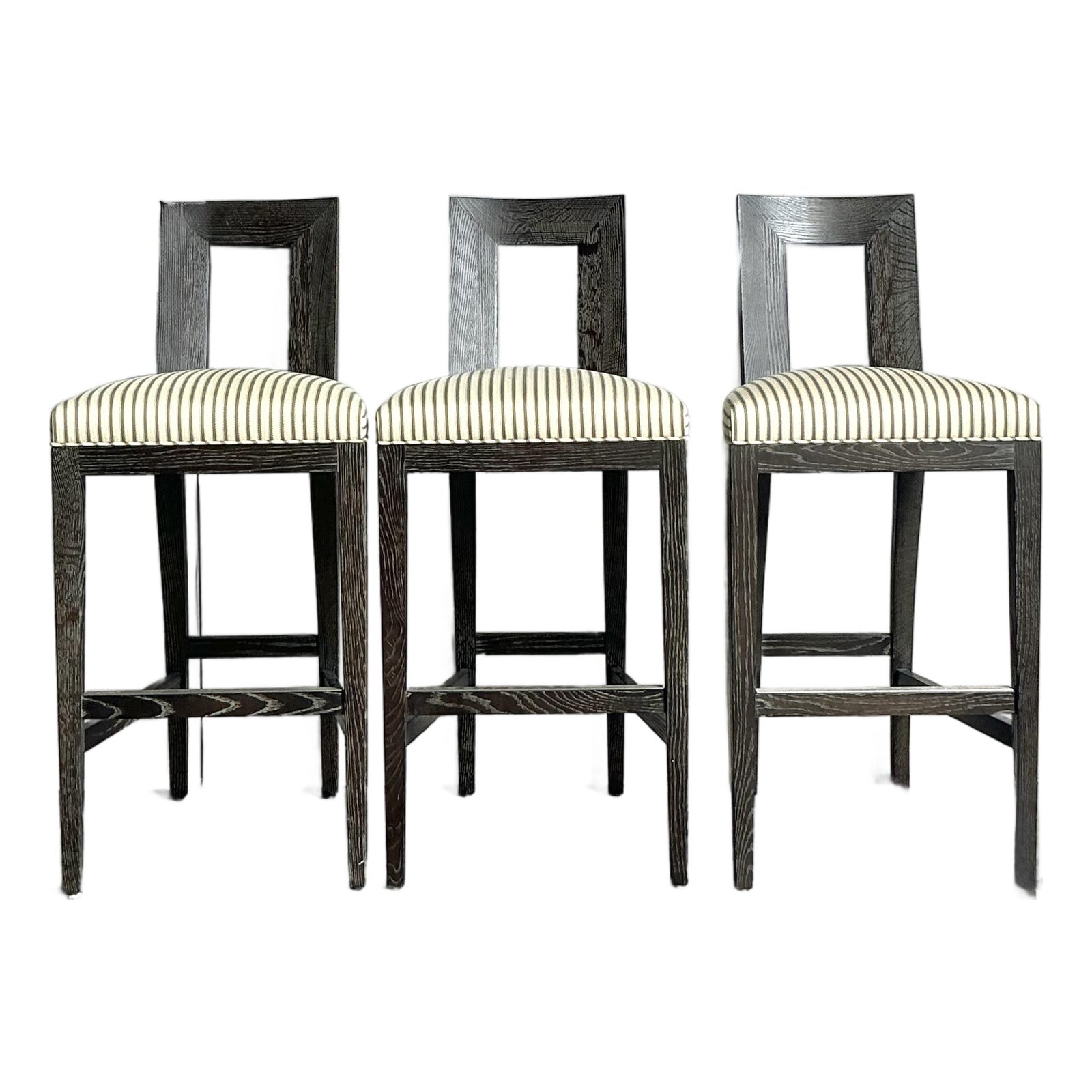 Vintage Boho Donghia Cerused “Margarita” Bar Stools - Set of 3