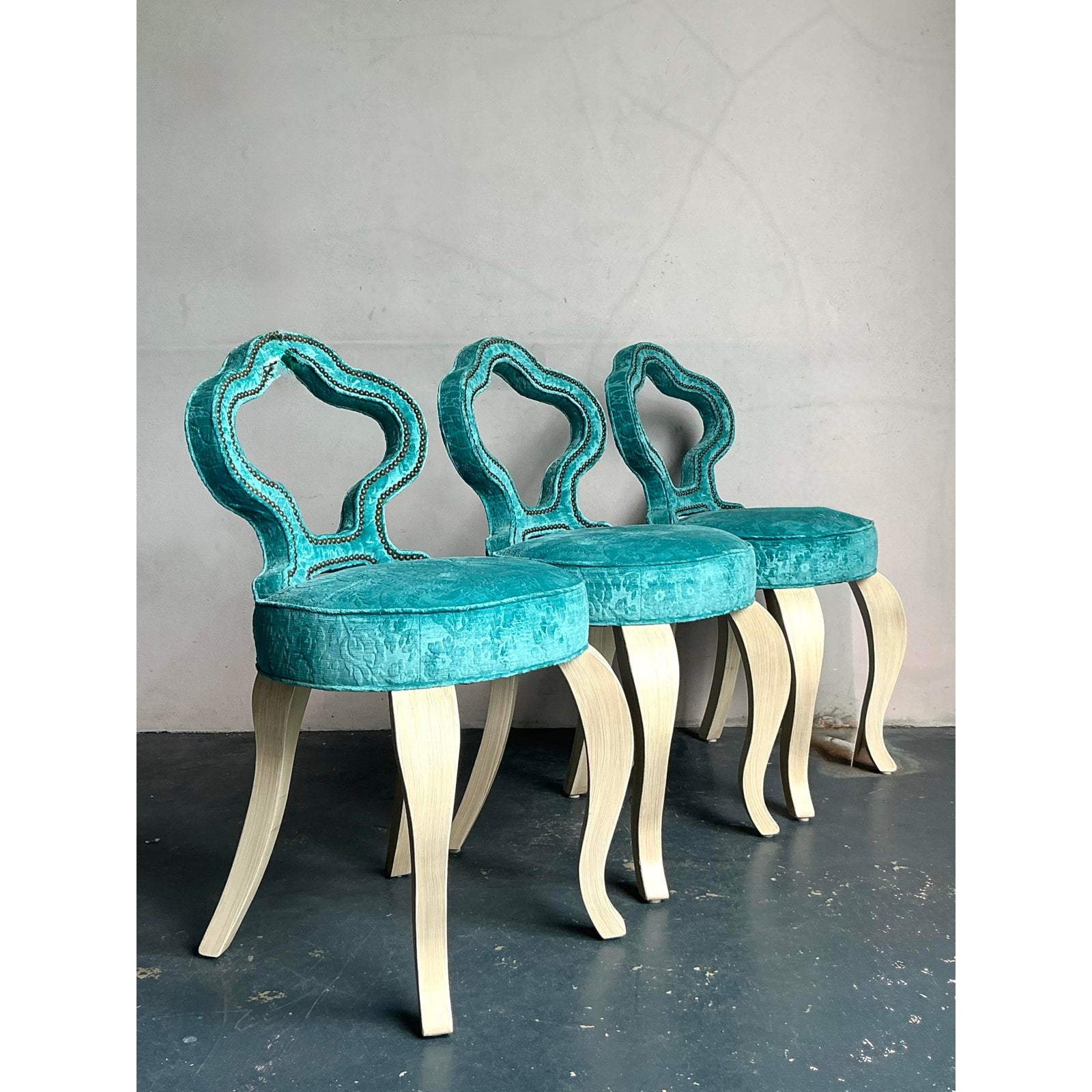 Vintage Regency Keyhole Barstools - Set of 3 - Back view