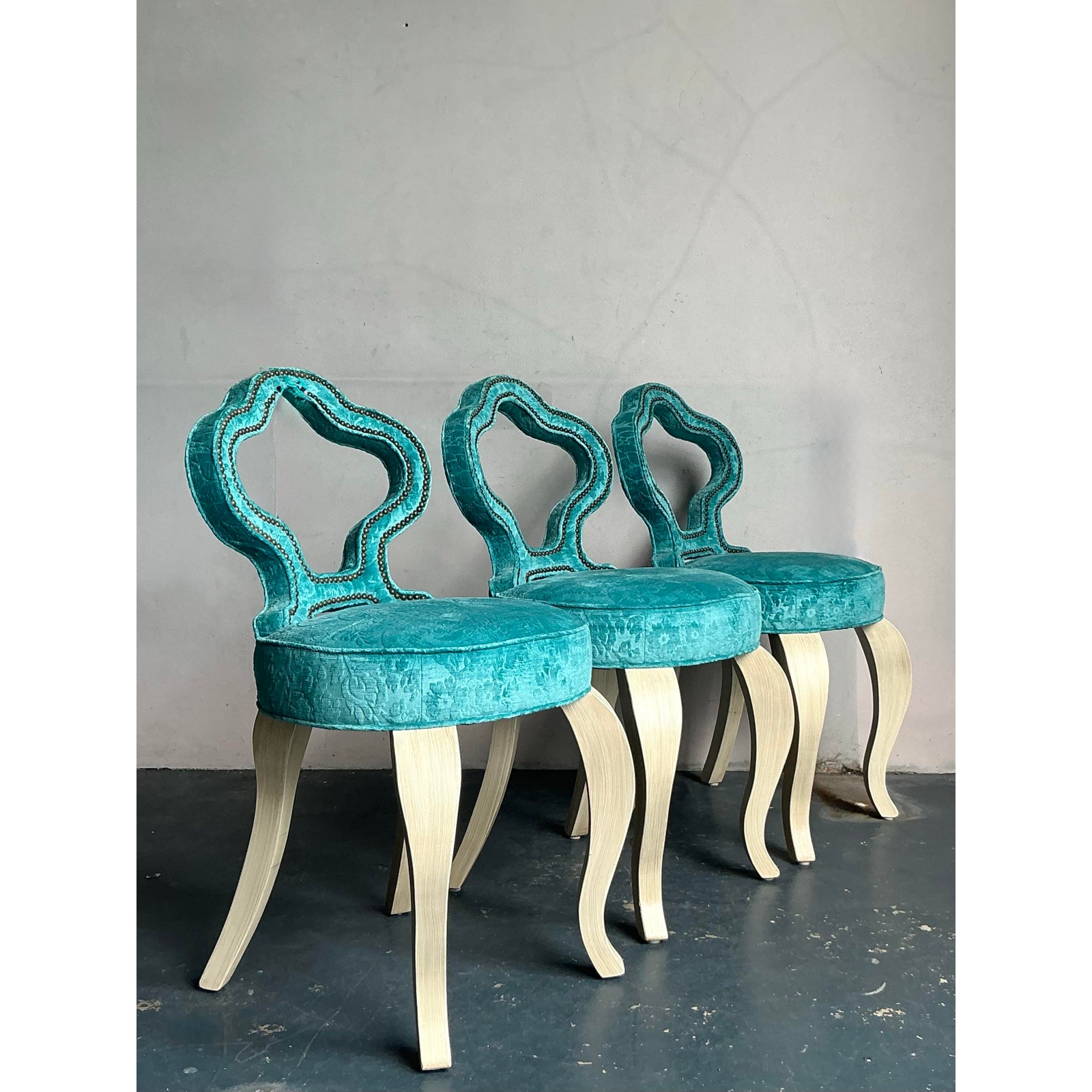 Vintage Regency Keyhole Barstools - Set of 3 - Top view
