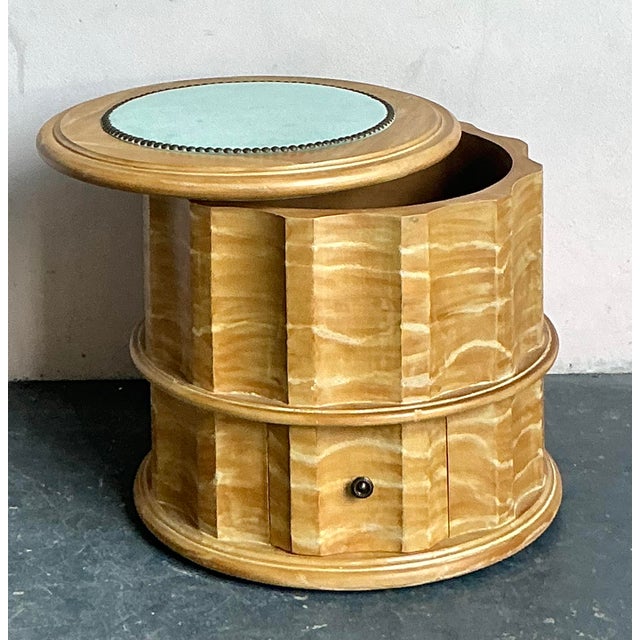Vintage Regency Hand Painted Column Low Stool - Top view