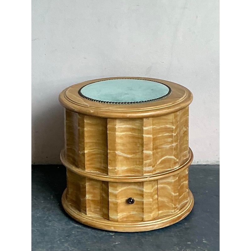Vintage Regency Hand Painted Column Low Stool - Side view