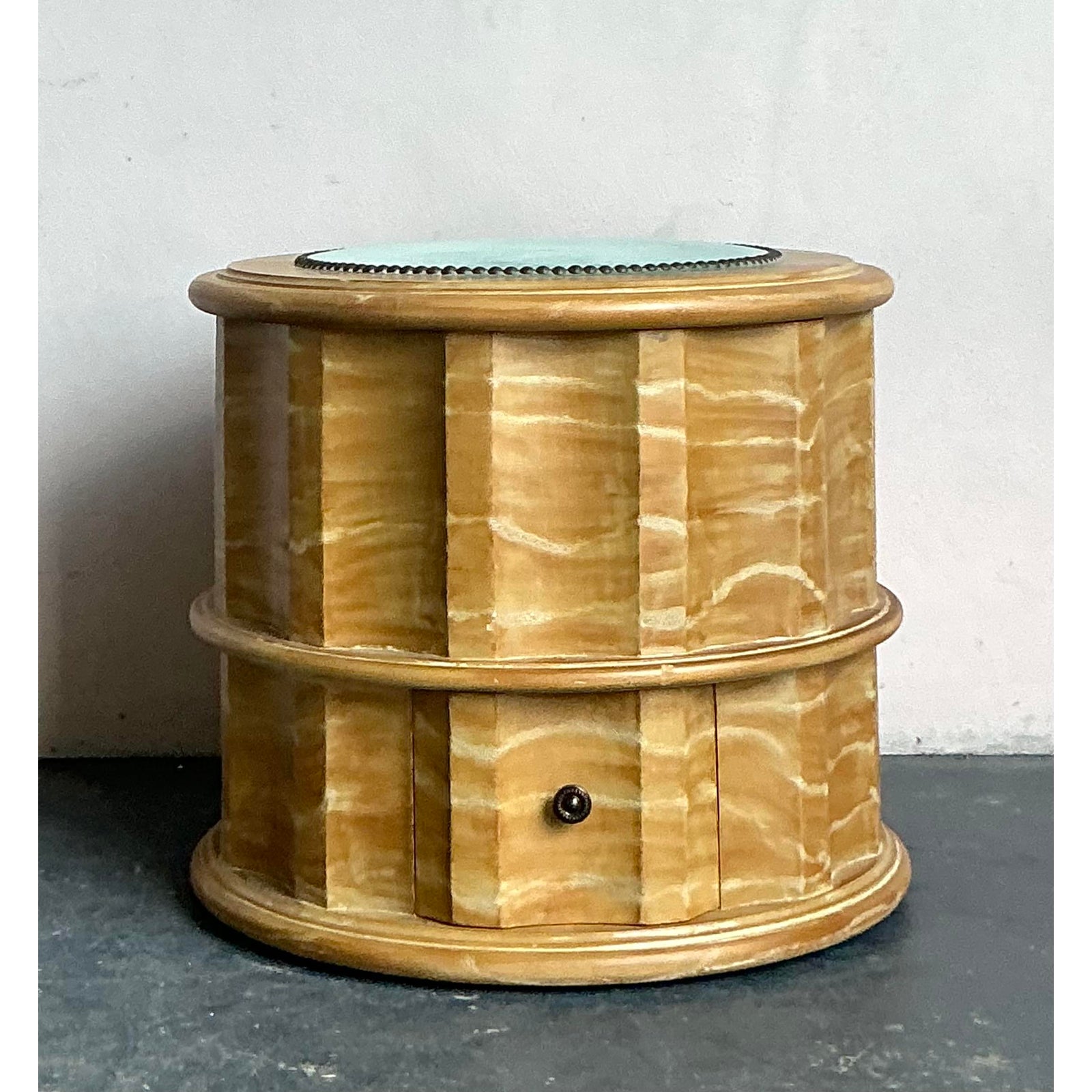 Vintage Regency Hand Painted Column Low Stool - Detail view