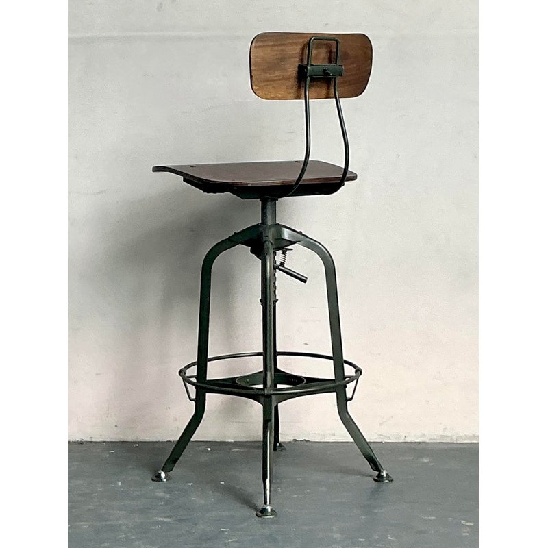 Vintage Boho Industrial Swivel Stool - Top view