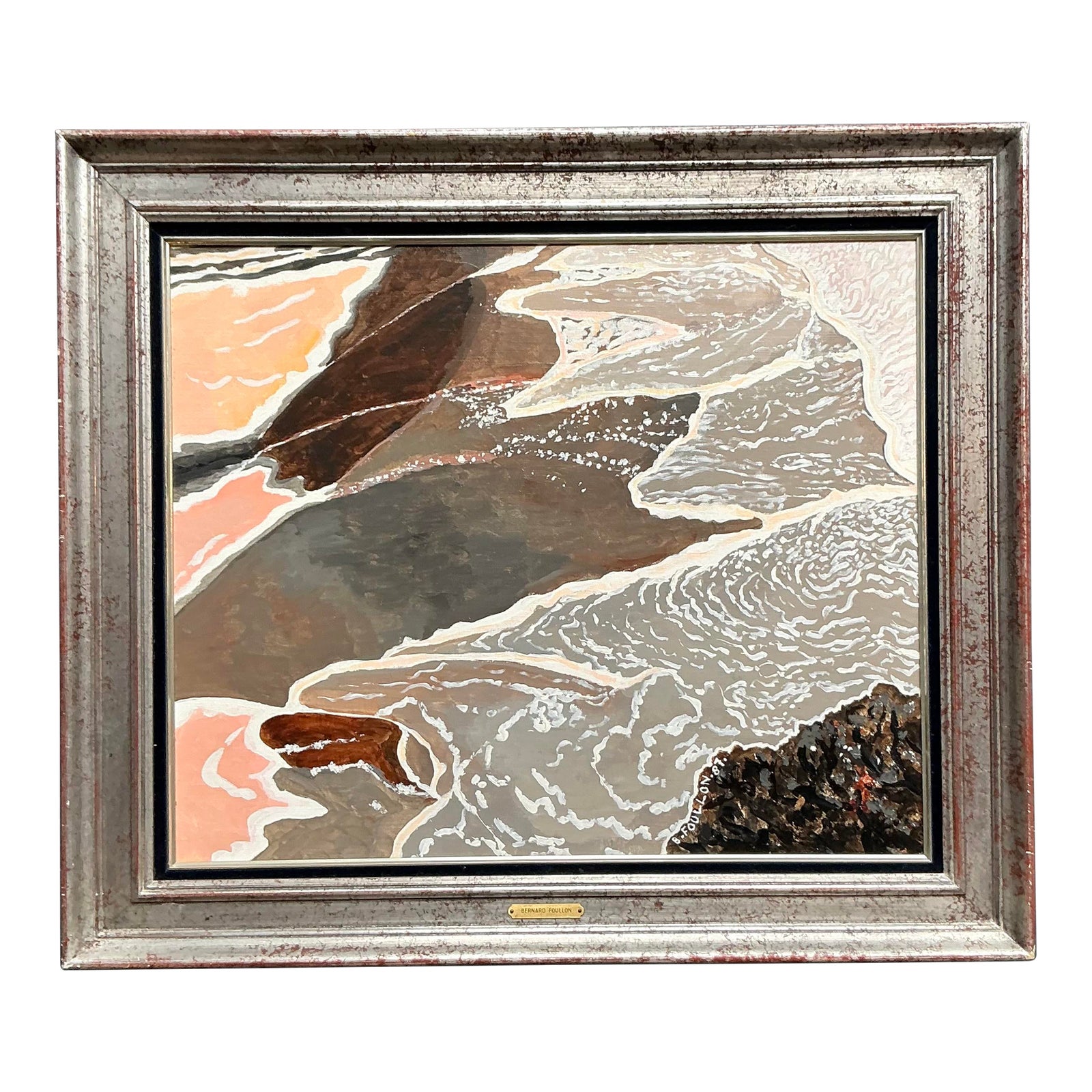 Vintage Boho Original Seascape Oil on Canvas