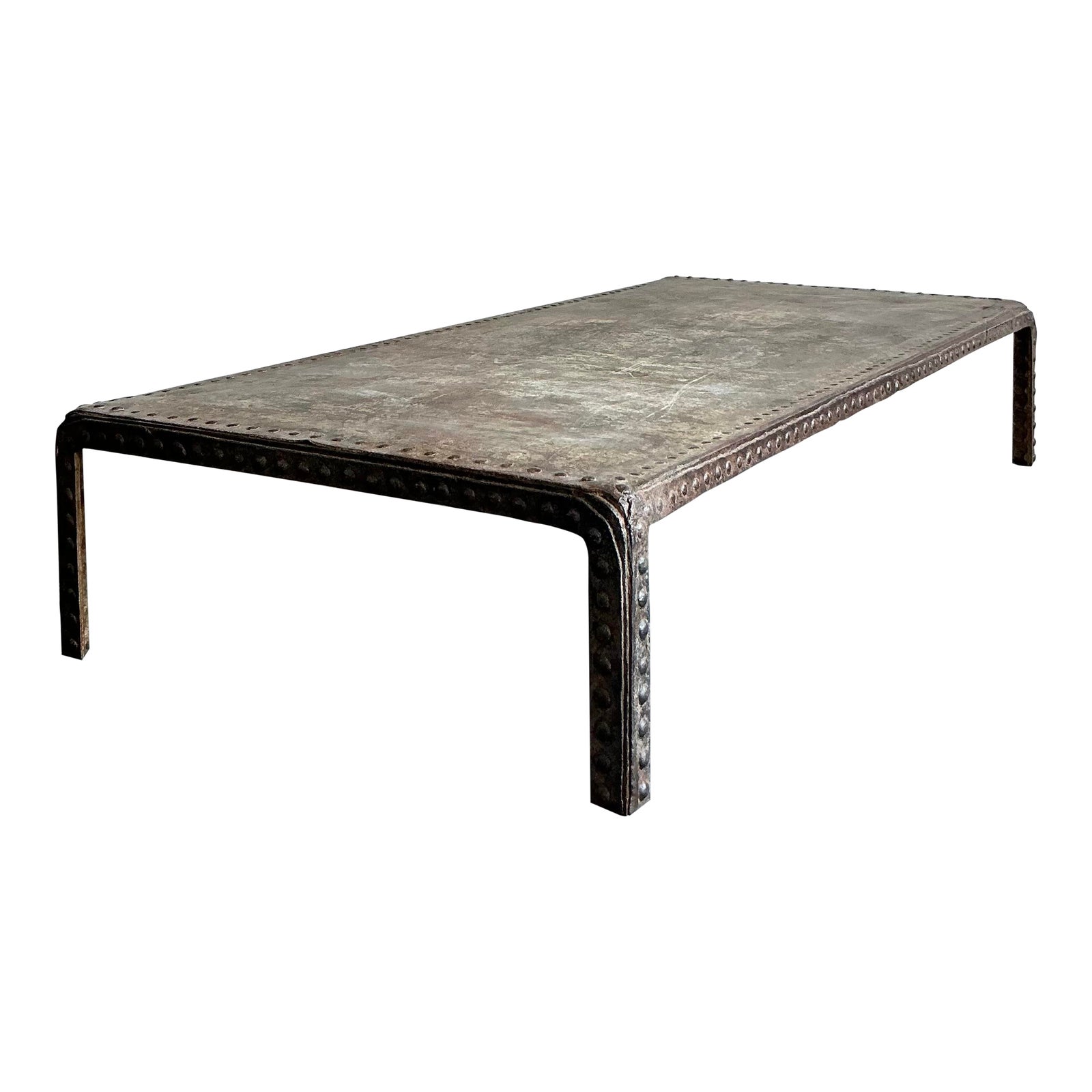 Vintage Boho Industrial Nailhead Coffee Table