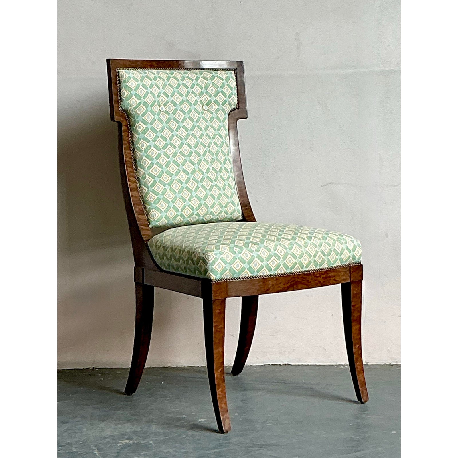 Vintage Boho Burl Wood Desk Chair - Side view