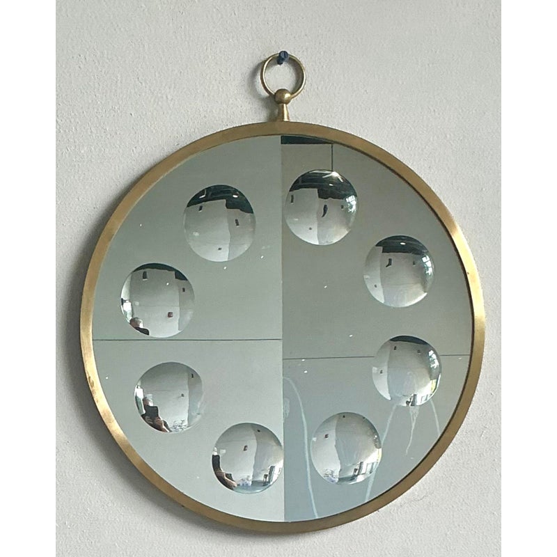 Vintage Italian Convex Circles Mirror After Fornasetti - Detail view