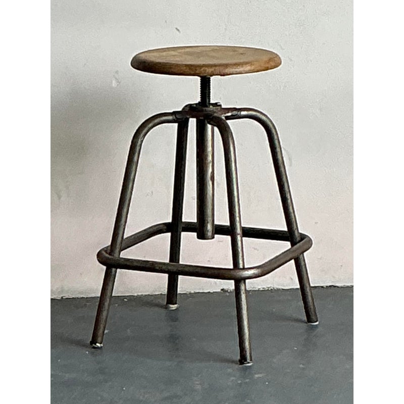Vintage Boho Industrial Stool - Side view