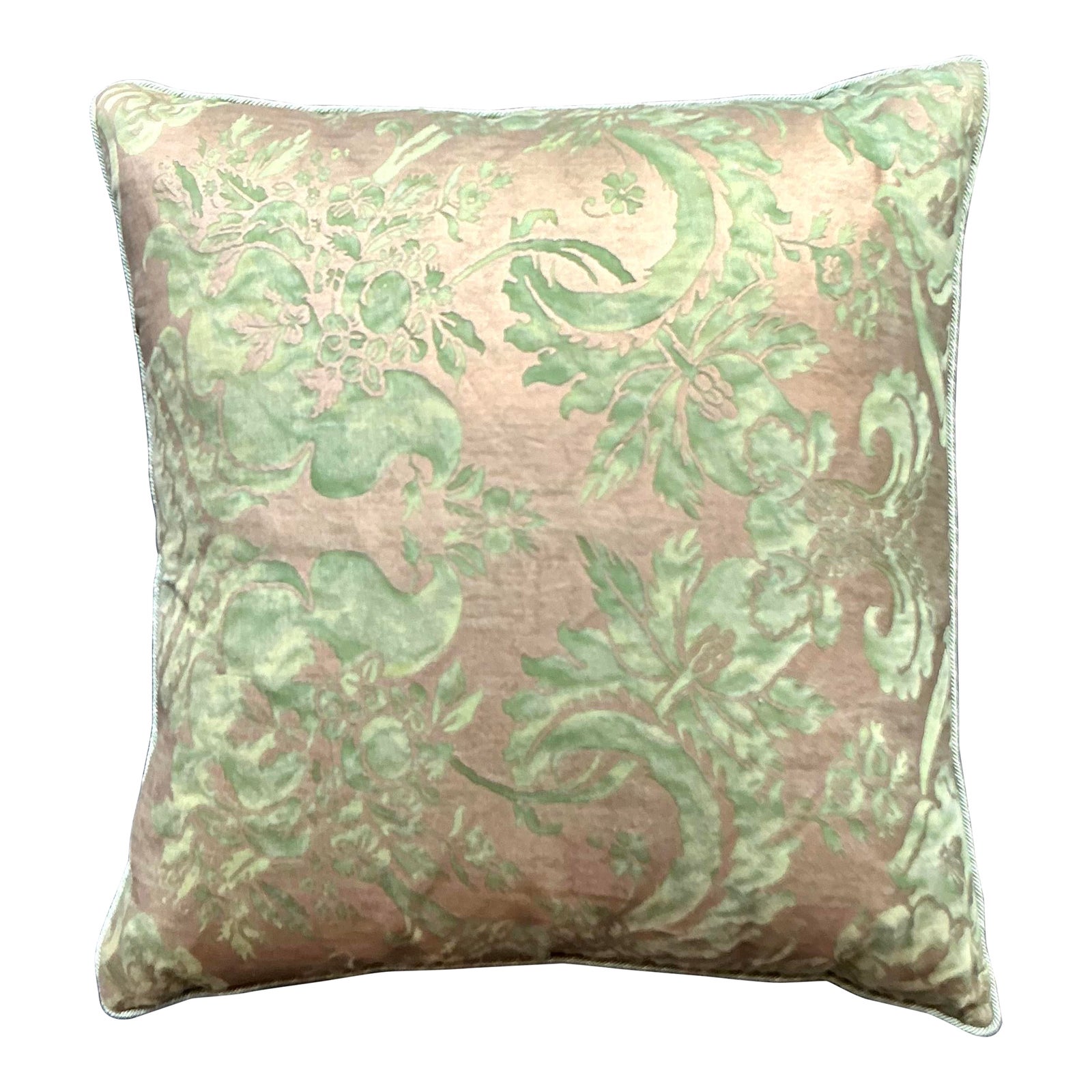 Vintage Regency Monumental Fortuny Silk Throw Pillow