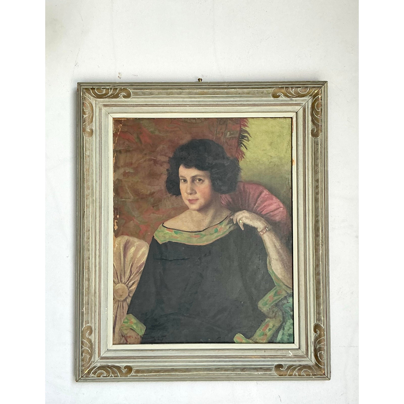 Vintage Regency 1925 Original Portrait of a Lady - Side view