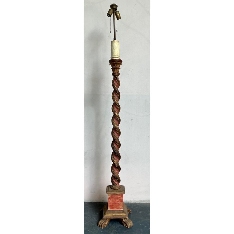 Vintage Regency Gilt Tipped Barley Twist Floor Lamp - Top view