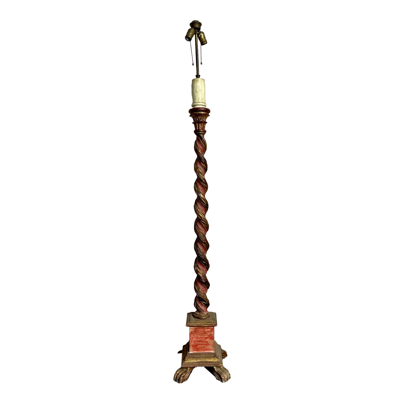 Vintage Regency Gilt Tipped Barley Twist Floor Lamp
