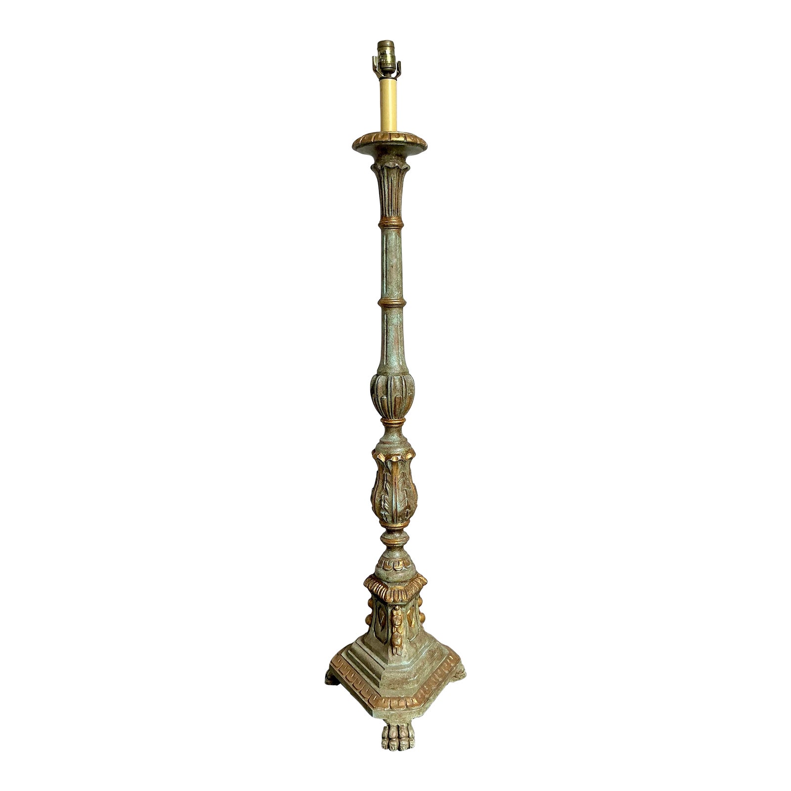 Vintage Regency Sarreid Gilt Tipped Floor Lamp