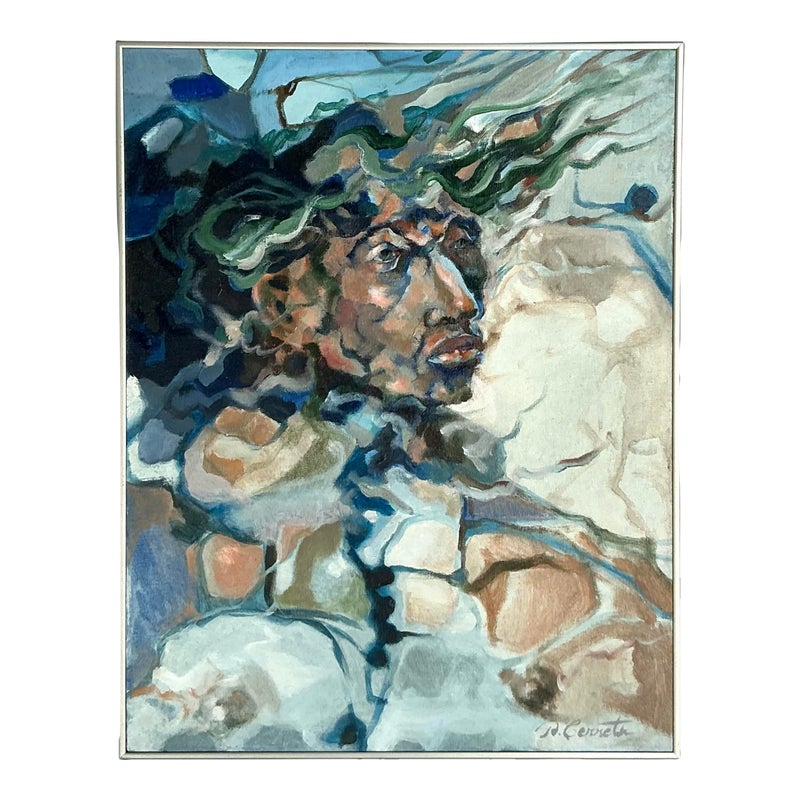 Vintage Boho Original Abstract Figurative on Canvas