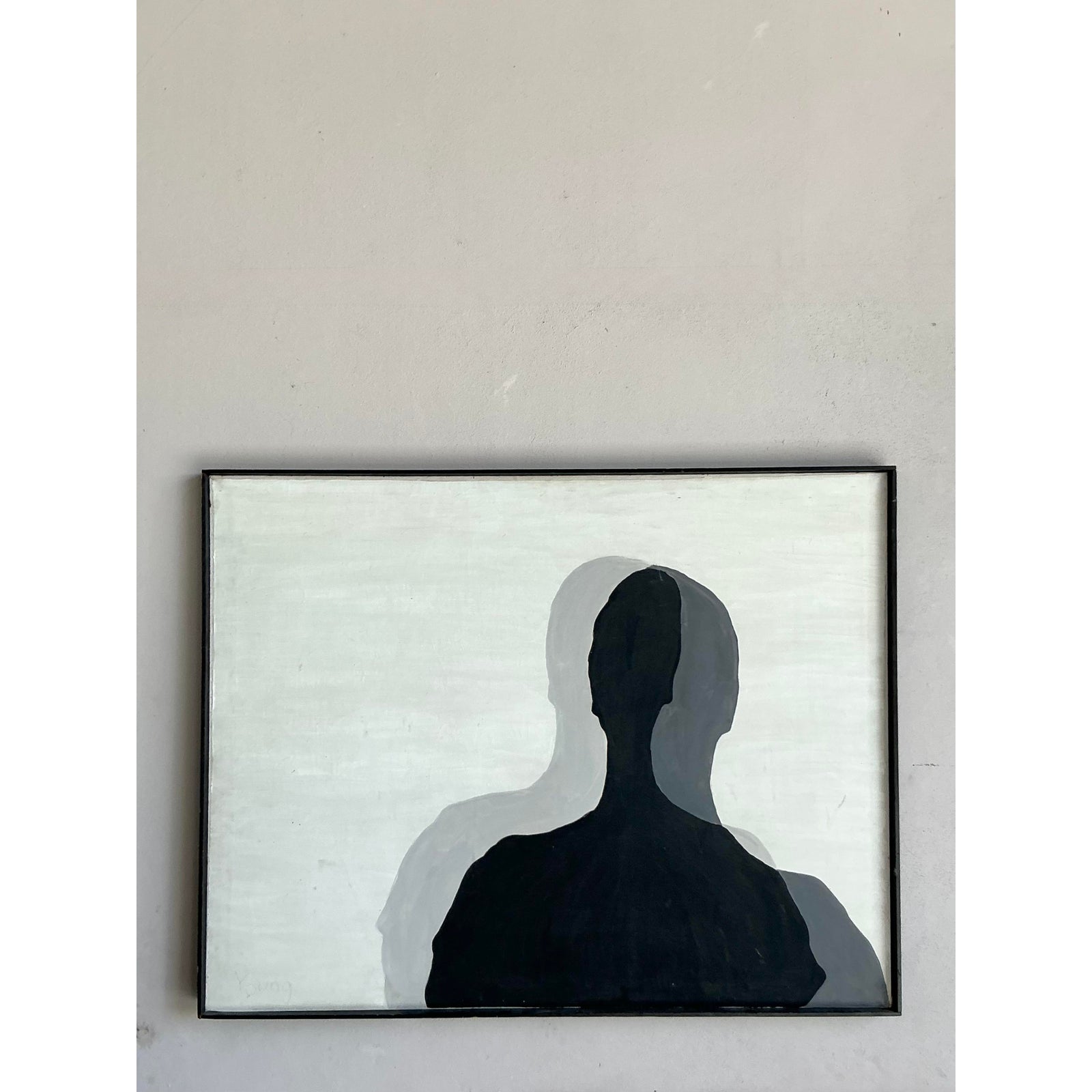 Vintage Boho Original Abstract Figurative Oil Painting on Canvas - Back view