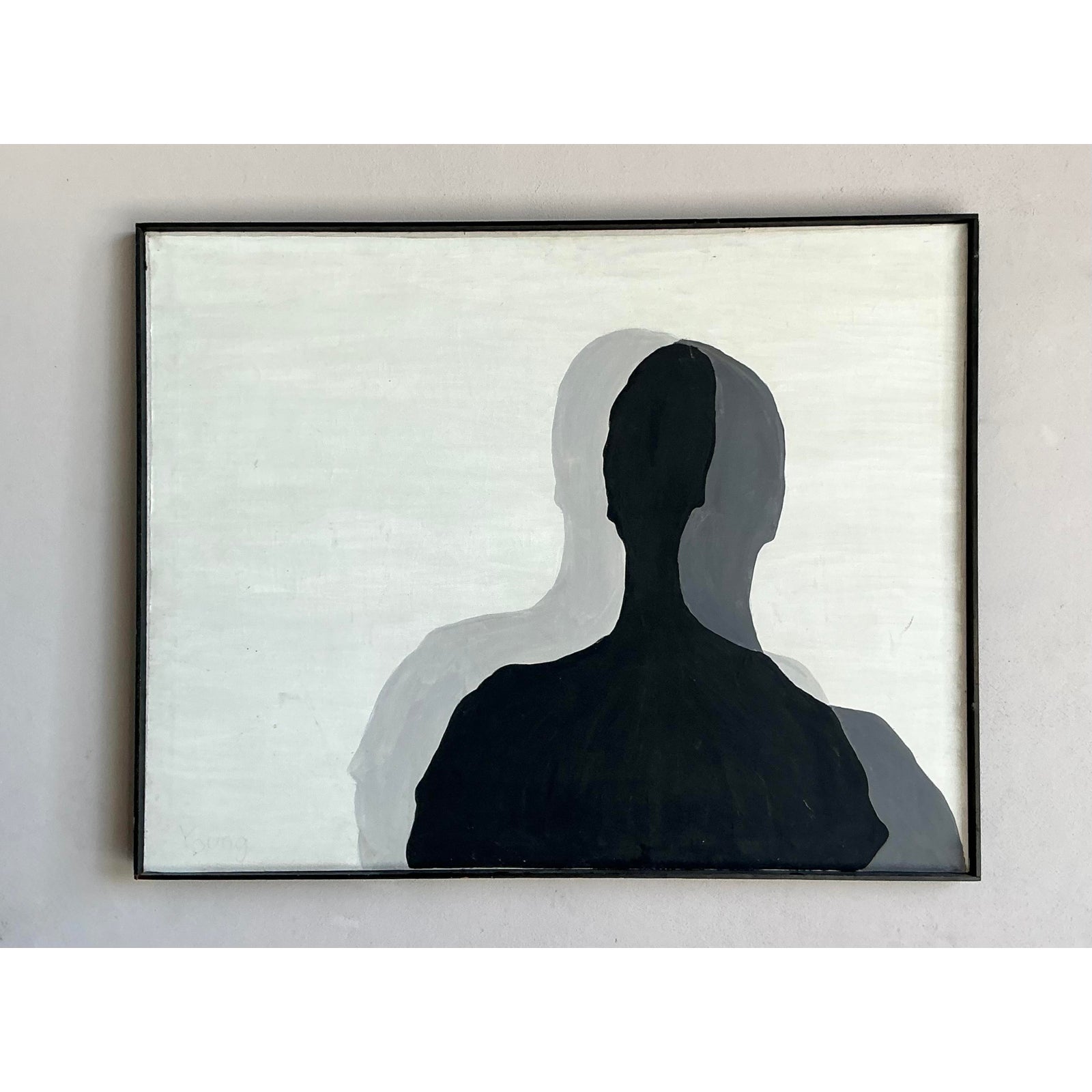 Vintage Boho Original Abstract Figurative Oil Painting on Canvas - Side view