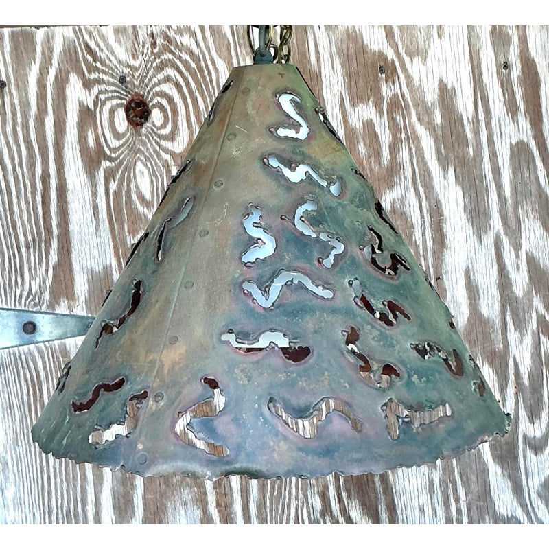 Vintage Boho Punch Cut Cone Pendant - Side view